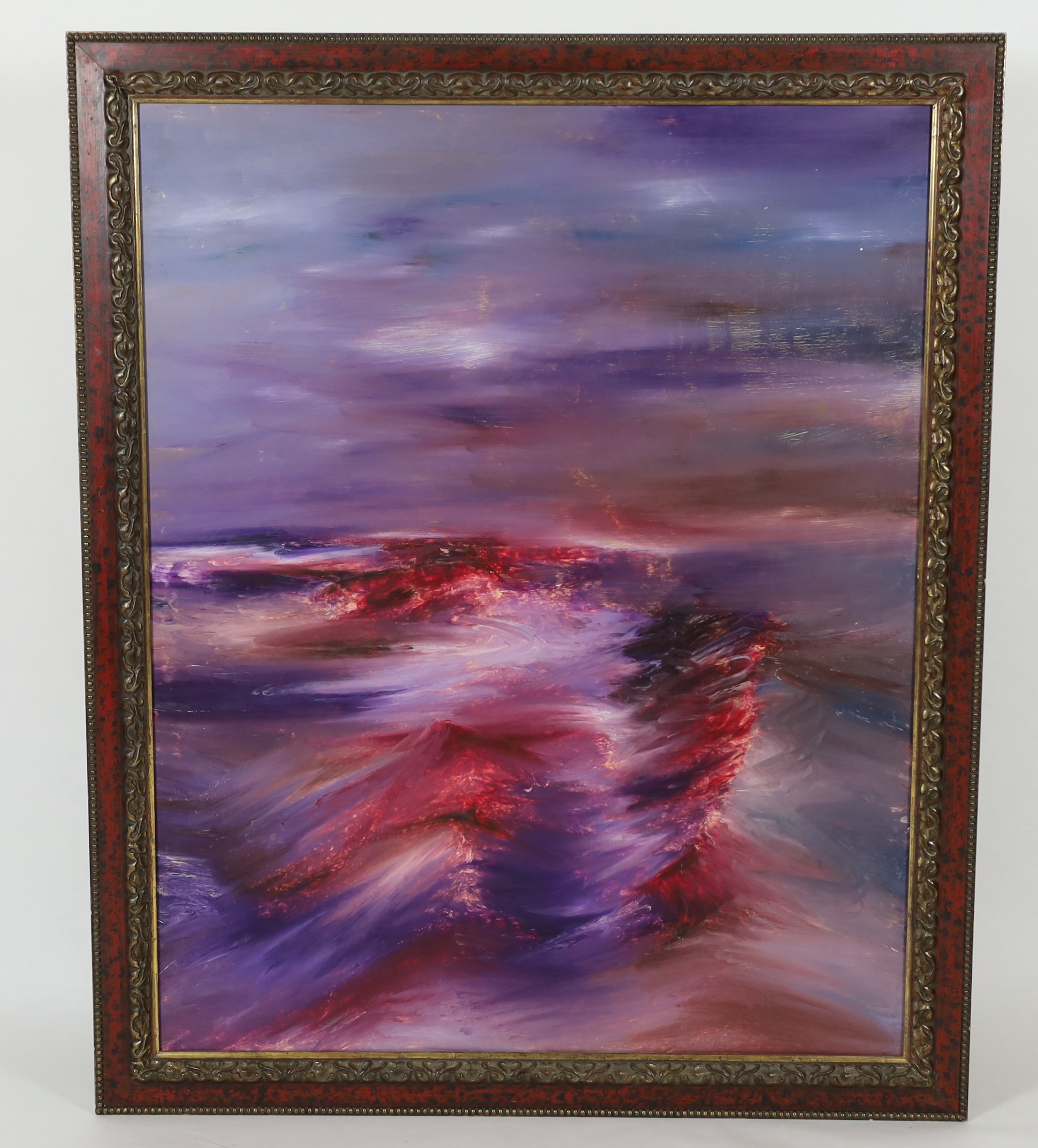 Sidney Nolan (Australian, 1917-1992), Untitled landscape, oil on board, 153 x 122cm, Please note this lot attracts an additional import tax of 5% on the hammer price